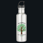 Family Tree Custom Reunion Keepsake Gift 710 Ml Water Bottle<br><div class="desc">Customize this cute custom water bottle in green for your next family reunion. Personalize with your family's last name above the green leaves with the event and year underneath the nature drawing. Family tree gifts.</div>