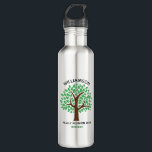Family Tree Custom Reunion Keepsake Gift 710 Ml Water Bottle<br><div class="desc">Customize this cute custom water bottle in green for your next family reunion. Personalize with your family's last name above the green leaves with the event and year underneath the nature drawing. Family tree gifts.</div>