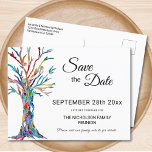 Family Tree Family Reunion Save The Date Announcement Postcard<br><div class="desc">Let your family know the date of their Family Reunion with this stylish save the date postcard.
It features a family tree in rainbow colours and space for you to customize with your family name and details.
Original Mosaic © Michele Davies.</div>