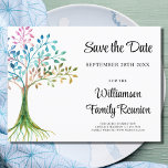 Family Tree family Reunion Save The Date Announcement Postcard<br><div class="desc">Send a Save the Date for the upcoming family reunion with this unique announcement postcard. It features a watercolor family tree and stylish typography. Easily customizable. Add a message to the back of the postcard. Use the Design Tool to change the text size, style, or colour. As we create our...</div>