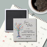 Family Tree Family Reunion Save The Date  Magnet<br><div class="desc">Invite your family to Save the Date for their Family Reunion with this magnet. It features a colourful mosaic family tree on a grey background. Easily customizable. Use the Design Tool to change the text size, style, or colour. Because we create our artwork you won't find this exact image from...</div>