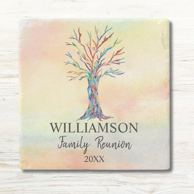 Family Tree Family Reunion Stone Coaster (Creator Uploaded)
