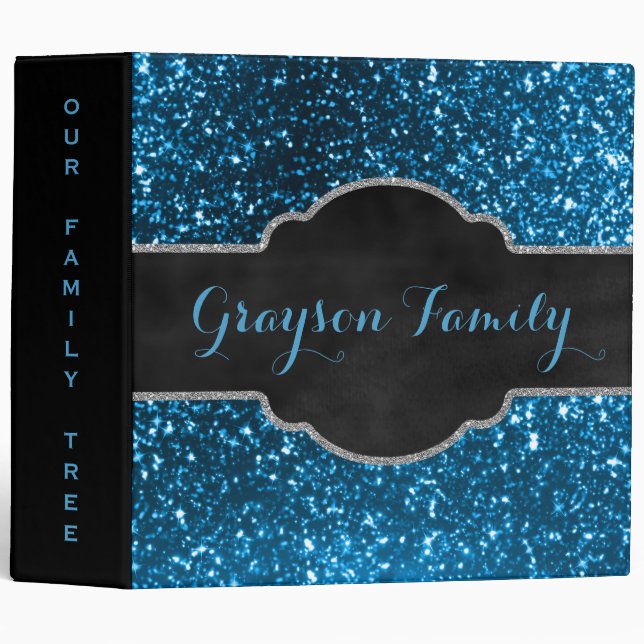 Family Tree Genealogy | Blue Black Chalkboard Binder (Front/Spine)