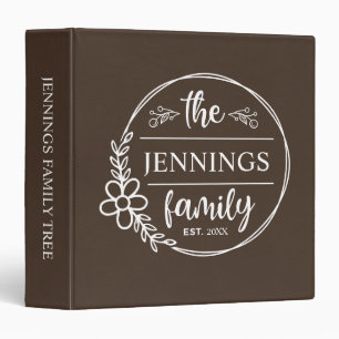 Family Tree Genealogy Brown White Binder