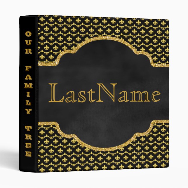 Family Tree Genealogy Custom | Gold Fleur de Lis Binder (Front/Spine)