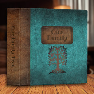 Family Tree Genealogy Faux Leather Teal Binder