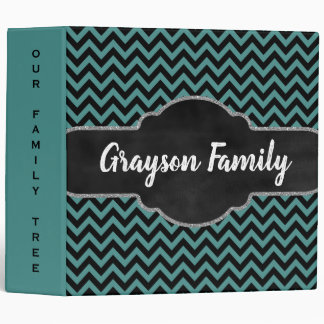 Family Tree Genealogy Name | Black Teal Chevrons Binder