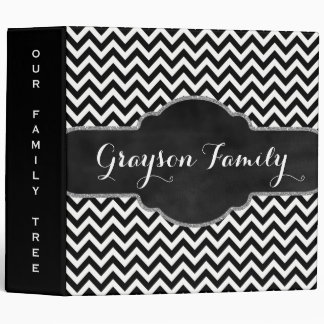 Family Tree Genealogy Name | Black White Chevrons Binder