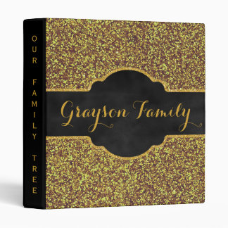 Family Tree Genealogy Name | Faux Gold Glitter Binder