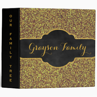 Family Tree Genealogy Name | Faux Gold Glitter Binder