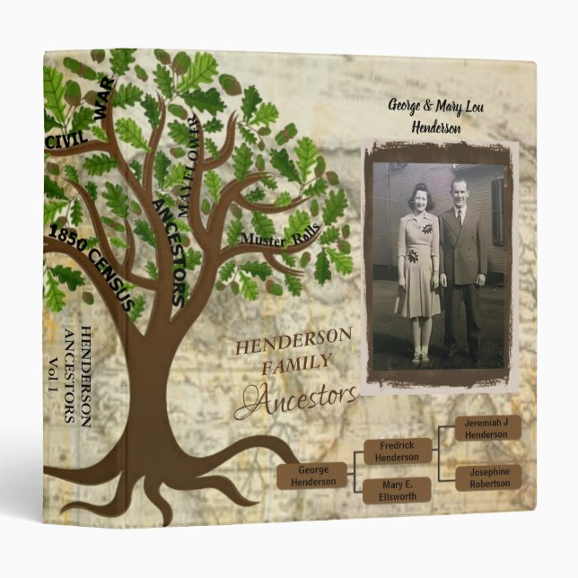 Family Tree Genealogy Photo Binder For Ancestors (Front/Spine)