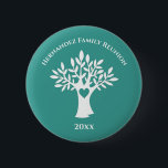 Family Tree Love Heart Family Reunion 2 Inch Round Button<br><div class="desc">Show the love with your own family tree button. Perfect for your summer family reunion picnic at the park, backyard barbecue or fun at the beach. Monogram with your family name and year of your family reunion gathering. Brown and white design features a family tree with a love heart. Great...</div>