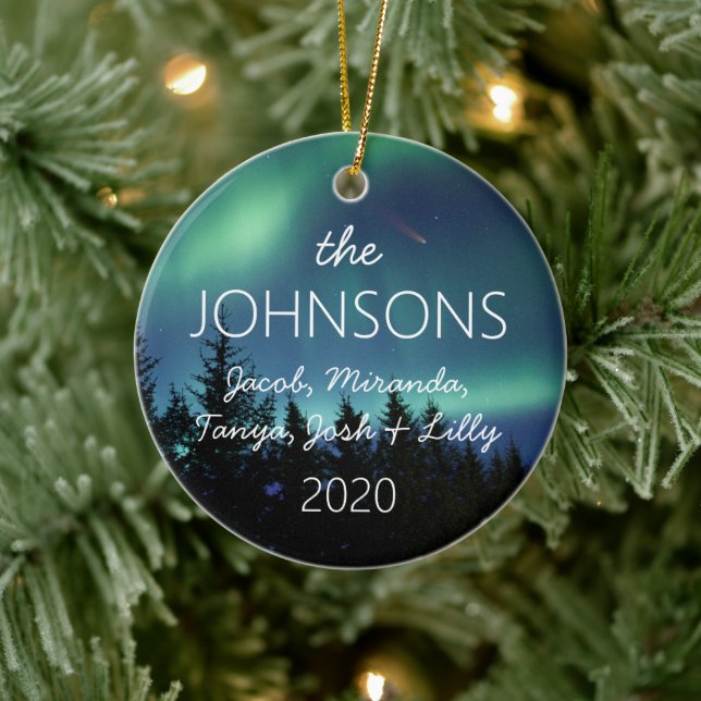 family tree memory northern lights 2020 ceramic ornament (Tree)
