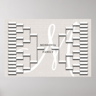 Family Tree Modern Linen Look Poster