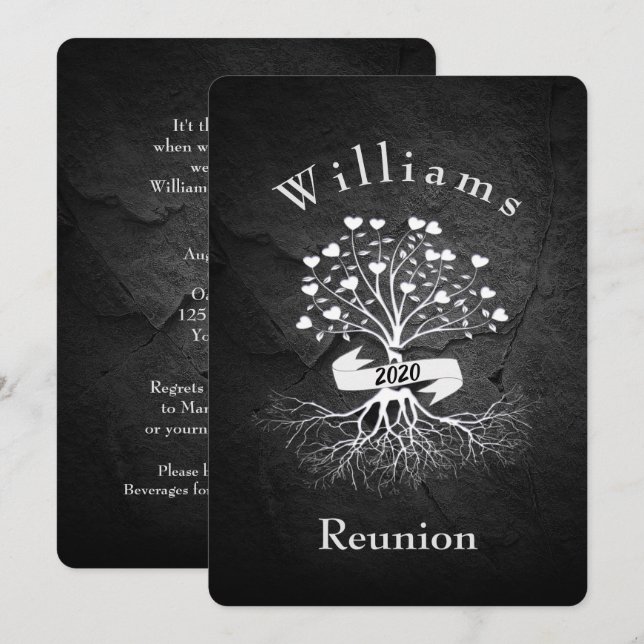 Family tree on rock reunion invitation (Front/Back)