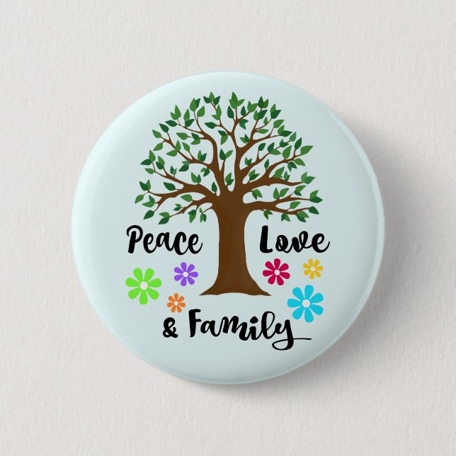 Family Tree Peace Love Family Reunion Round Gift 2 Inch Round Button (Front)