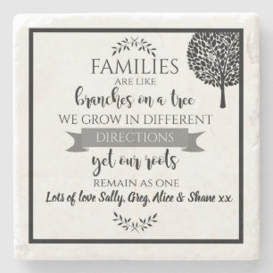 Family tree personalised gift for sister mom dad stone coaster
