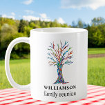 Family Tree Personalized Family Reunion Coffee Mug<br><div class="desc">Commemorate your family reunion with this stylish coffee mug. It is decorated with a colourful mosaic family tree and is easily customizable with your family name. Use the Customize Further option to change the text size, style, or colour. Because we create our artwork you won't find this exact image from...</div>