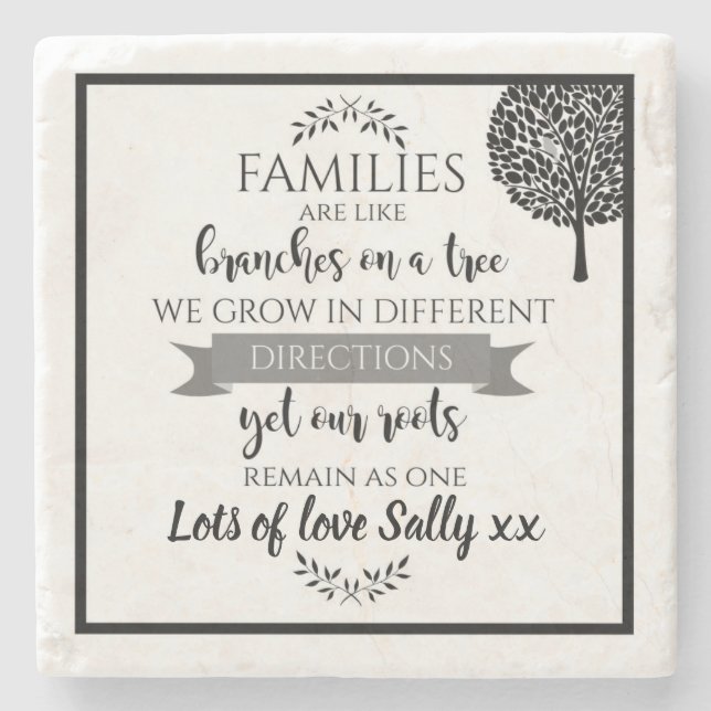 Family tree personalized gift Coaster (Front)
