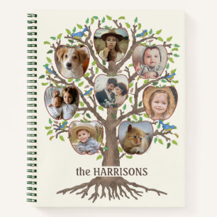 Family Tree Photo Collage 16 Picture Name Lt Beige Notebook