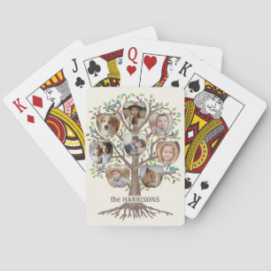 Family Tree Photo Collage 8 Pictures Name Lt Beige Playing Cards