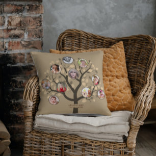 Family Tree Photo Collage Grandma Grandpa Gifts Throw Pillow