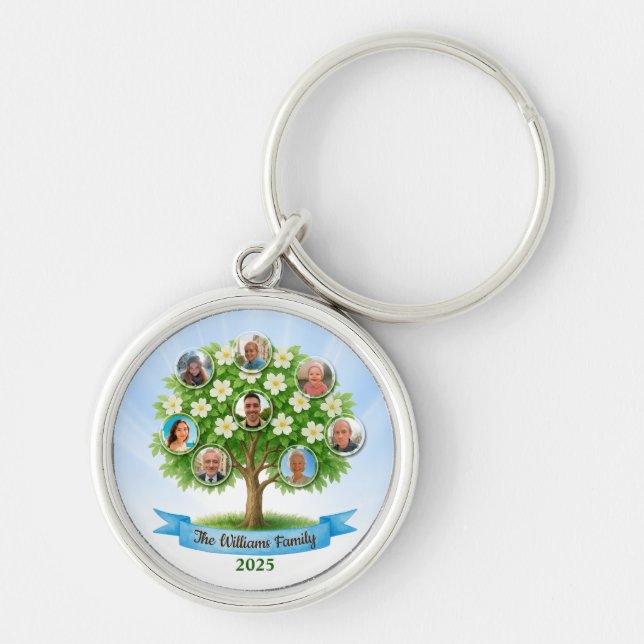 Family Tree Photo Gift Parents Reunion Heritage  Keychain (Front)