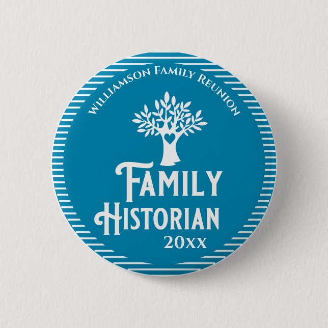 Family Tree Reunion Historian Genealogy 2 Inch Round Button (Front)