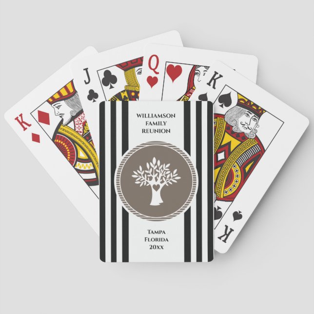 Family Tree Reunion Monogram Name Place Date Playing Cards (Back)