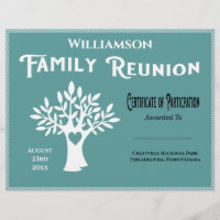 Family Tree Reunion Participation Certificate