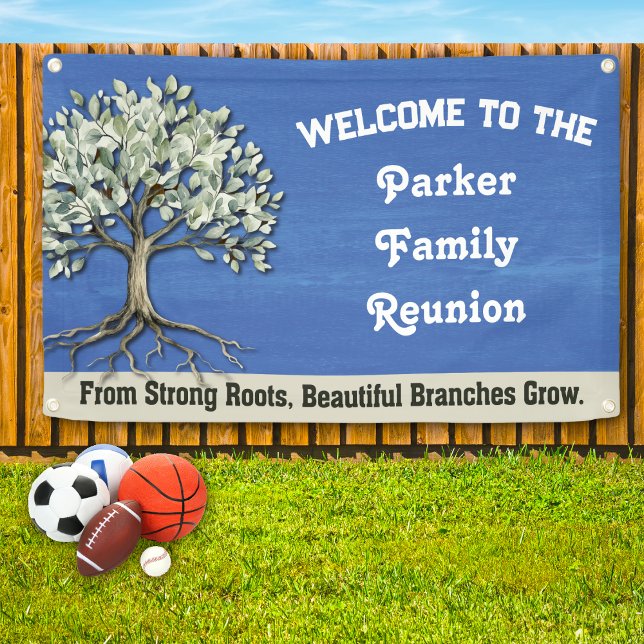 Family Tree Reunion Rustic Welcome Banner (Family Tree Reunion Banner - Picnics, Barbecues, Pool Party - Get Together)