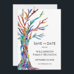 Family Tree Reunion Save The Date<br><div class="desc">Ask your family to Save the Date for their Family Reunion with this stylish card. It features a colourful family tree which was originally made in glass mosaic. Easily customizable with your details. Use the Customize Further option to change the text size, style or colour if you wish. Because we...</div>