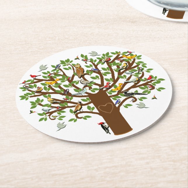 Family Tree Round Paper Coaster (Angled)