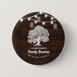 Family Tree String Lights Reunion Button Favour