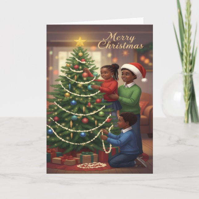 Family Tree Trimming – Merry Christmas Kids Card (Front)