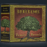 Family Tree | Vintage Leather Book Look Binder<br><div class="desc">An antique vintage looking book in gold and leather look with a family tree makes a very attractive and interesting place to store photos, awards and more in a scrapbook. If you need more than one book, change the volume numbers as needed. You could create an anniversary edition, wedding, new...</div>