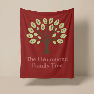 Family Tree With Birth Years Fleece Blanket