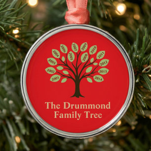 Family Tree With Birth Years Metal Ornament