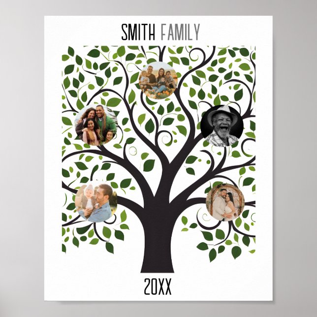 Family Tree with Photos – Customizable Family  Pos Poster (Front)