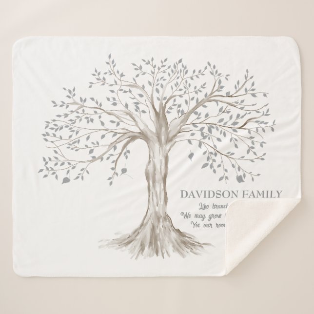 Family Tree With Quote Personalized Sherpa Blanket (Front (Horizontal))