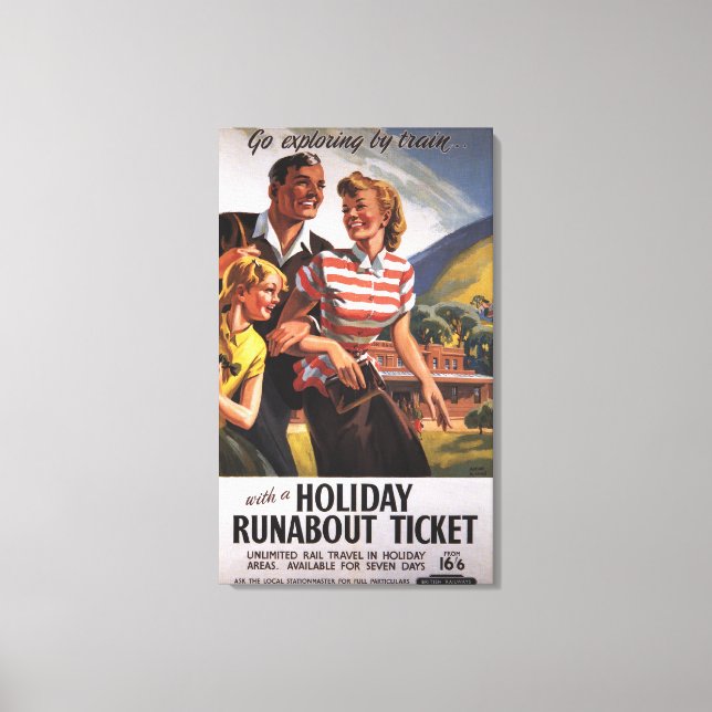 Family Trio on Holiday Runabout Savings Canvas Print (Front)