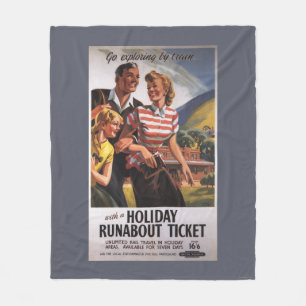 Family Trio on Holiday Runabout Savings Fleece Blanket