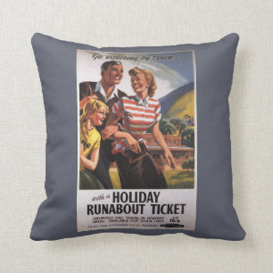 Family Trio on Holiday Runabout Savings Throw Pillow