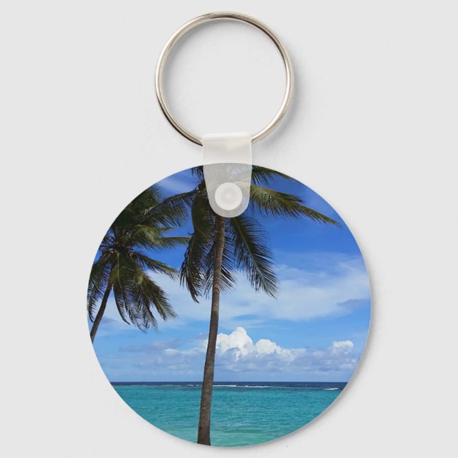 Family Trip Beach Vacation Guadeloupe Caribbean Keychain (Front)