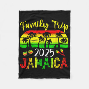 Family Trip Jamaica 2025 Summer Vacation Beach Mat Fleece Blanket