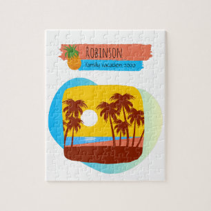 Family Tropical Beach Vacation Souvenir Jigsaw Puzzle