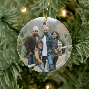 Family Two Photo Christmas Personalized Keepsake Ceramic Ornament