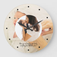 Family Two Photo Collage Simple Round Frame