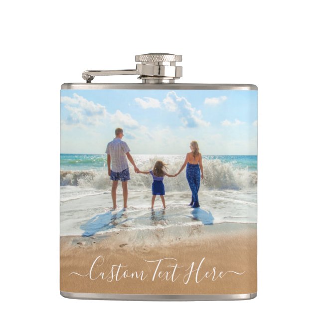 Family - Unique Your Own Design Photo and Text Hip Flask (Front)
