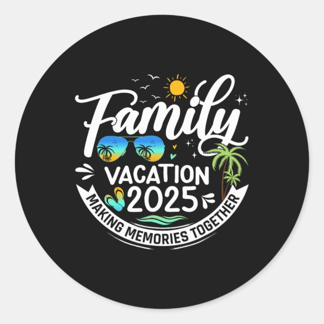 Family Vacation 2025 Beach Matching Family Summer  Classic Round Sticker (Front)